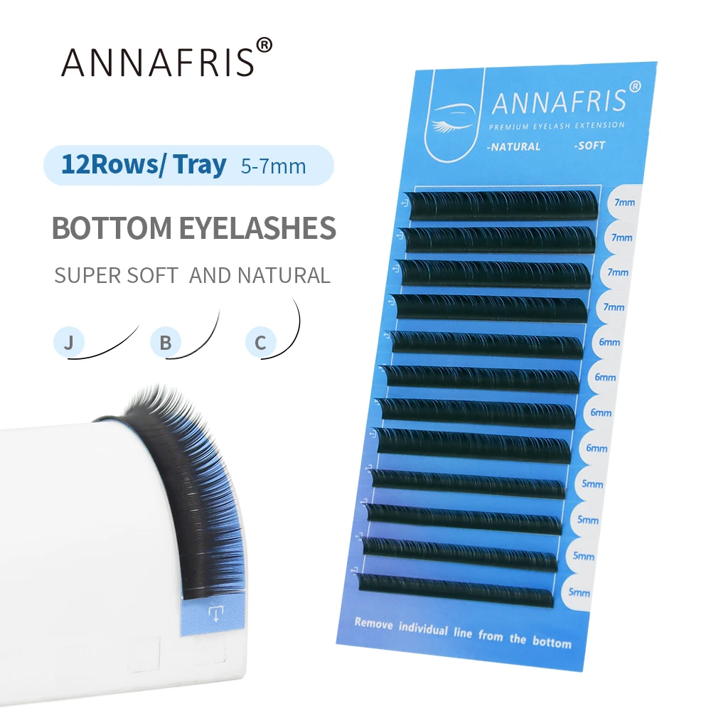 Eyelash Extension Human Hair - ANNAFRIS Lower Lashes 5-7mm Mix Individual